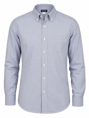 MADE Camisa Men's Small Blue White Striped Button‎ Down Shirt Long Sleeve Cotton